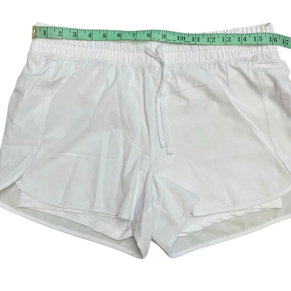 Velocity Women White Lined Shorts Drawstring Pull On Athletic Lifestyle New L - Picture 2 of 10